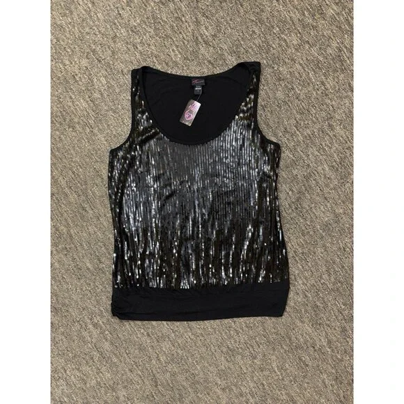 Torrid Size 3 Sequin Black Tank Top Sleeveless NWT - Picture 1 of 6